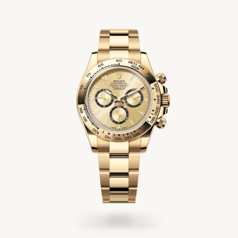 ด้านหน้า Rolex Cosmograph Daytona ในวัสดุ ทองคำ 18 กะรัต, m126508-0005 - นำสว่าง