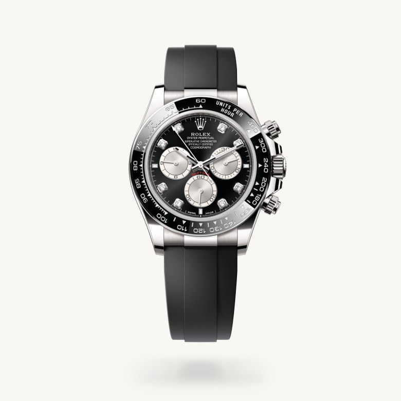 ด้านหน้า Rolex Cosmograph Daytona ในวัสดุ ทองคำขาว 18 กะรัต, m126519ln-0004 - นำสว่าง