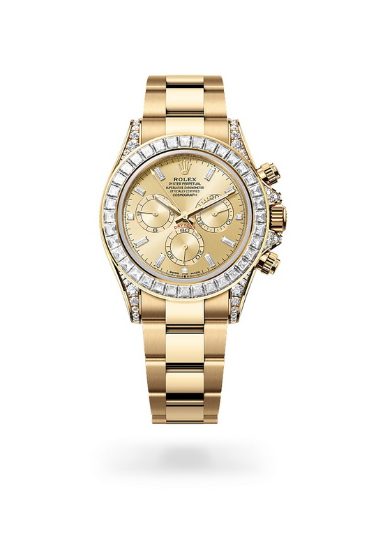 ด้านหน้า Rolex Cosmograph Daytona ในวัสดุ ทองคำ 18 กะรัต, m126598tbr-0001 - นำสว่าง