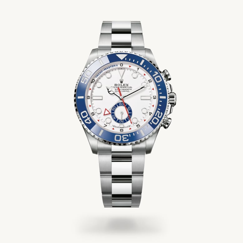 Front view of Rolex Yacht-Master II in Oystersteel, m126680-0001 - Nam Sawang