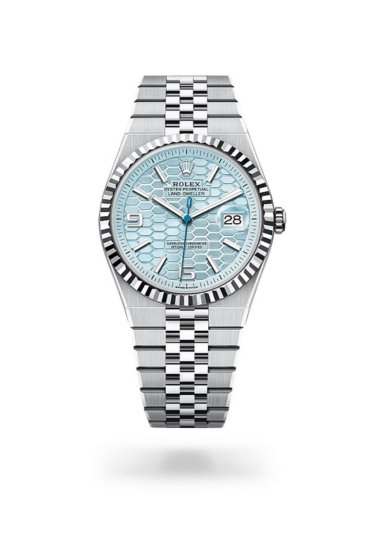 ด้านหน้า Rolex Land-Dweller ในวัสดุ แพลทินัม, m127336-0001 - นำสว่าง