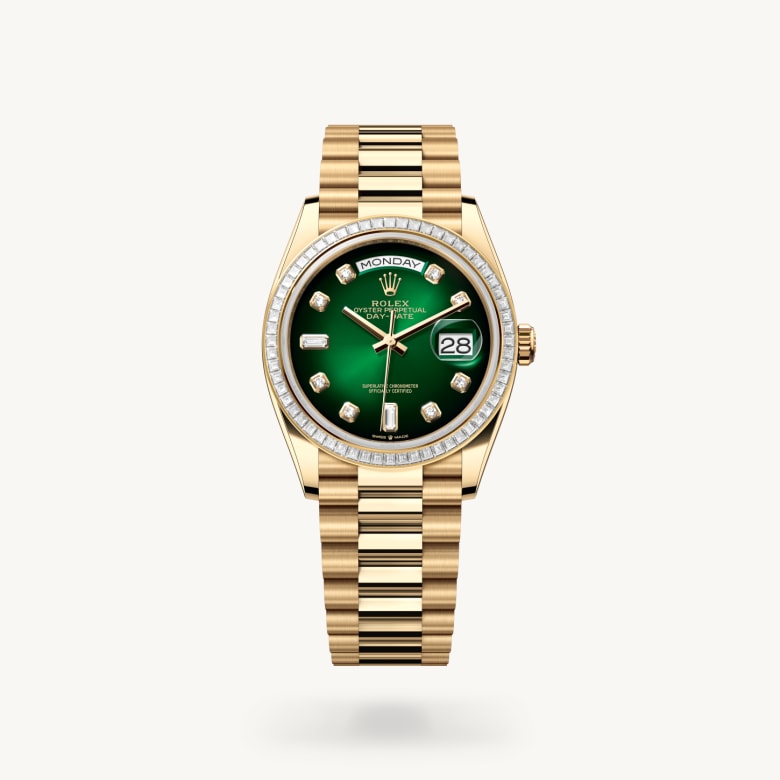 Front view of Rolex Day-Date in 18 ct yellow gold, m128398tbr-0008 - Nam Sawang