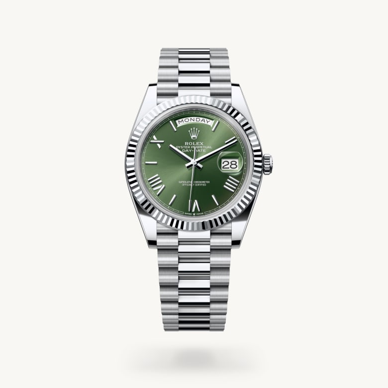 Front view of Rolex Day-Date in Platinum, m228236-0008 - Nam Sawang