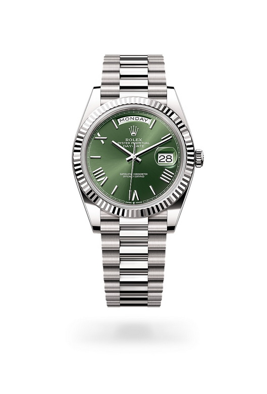 ด้านหน้า Rolex Day-Date ในวัสดุ ทองคำขาว, m228239-0033 - นำสว่าง
